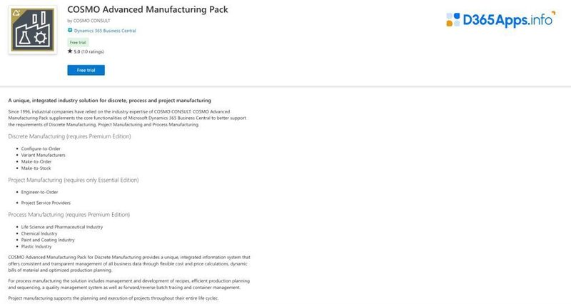 Top Productivity Dynamics Apps COSMO Advanced Manufacturing Pack