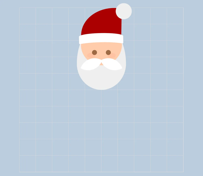 Grid with a cartoon of santa's head