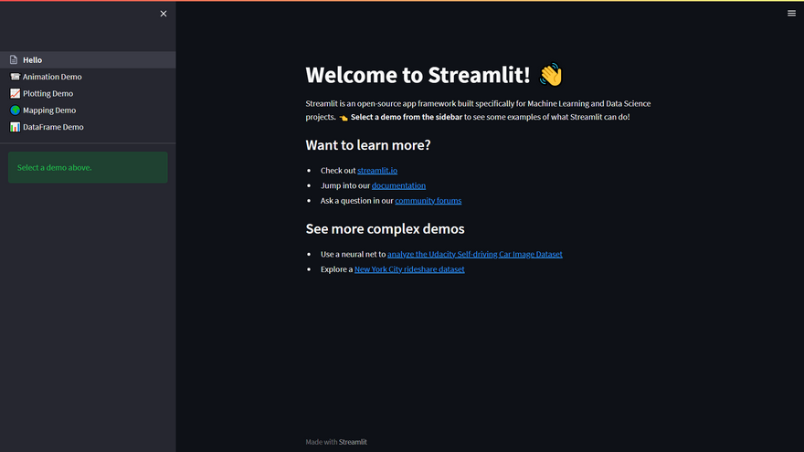 Streamlit Homepage