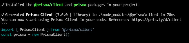 npx prisma generate command