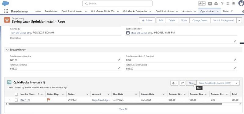 Create Invoice from Opportunity