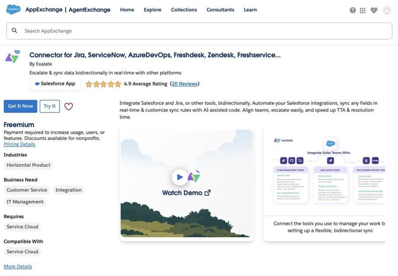 Exalate on Appexchange