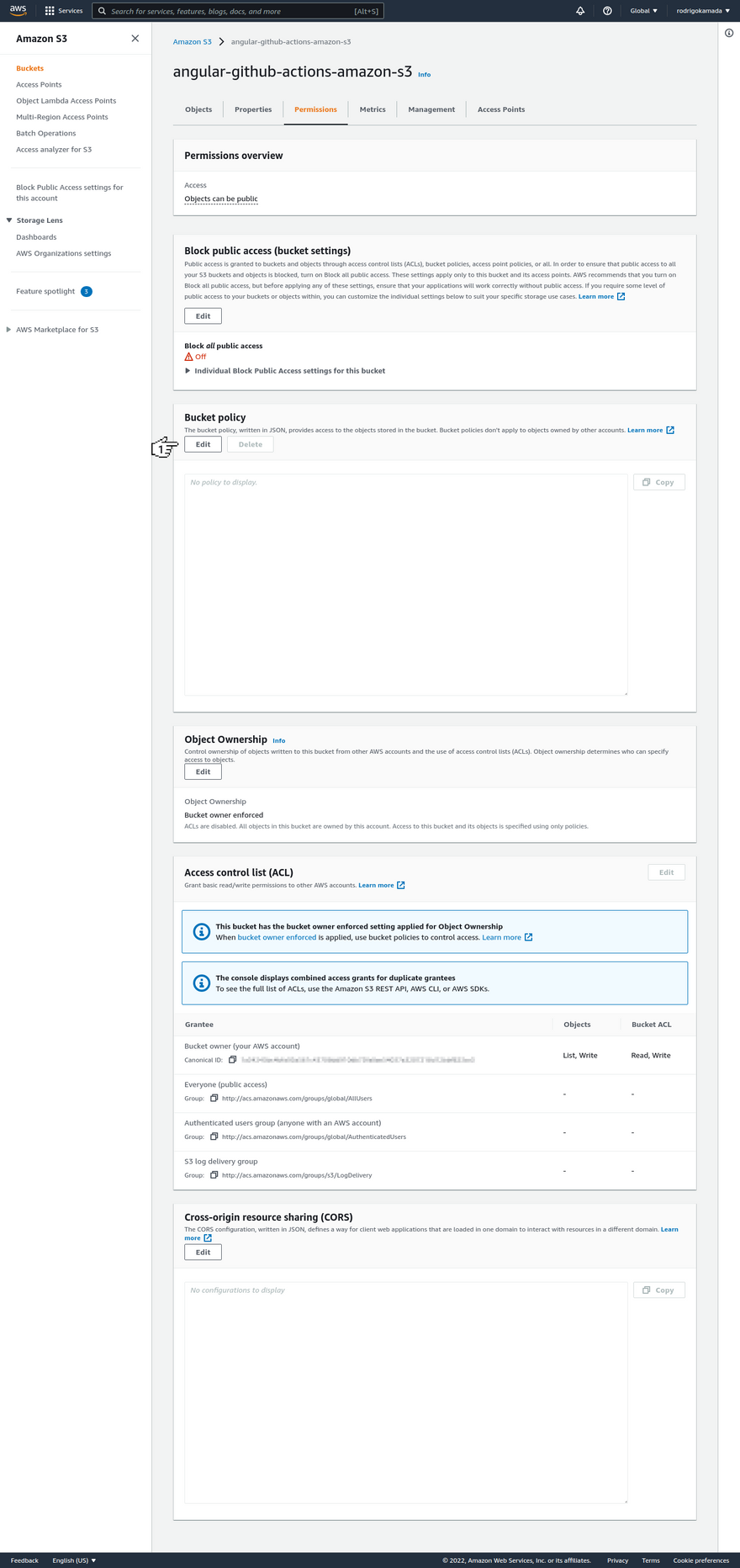 Amazon S3 - Bucket permissions