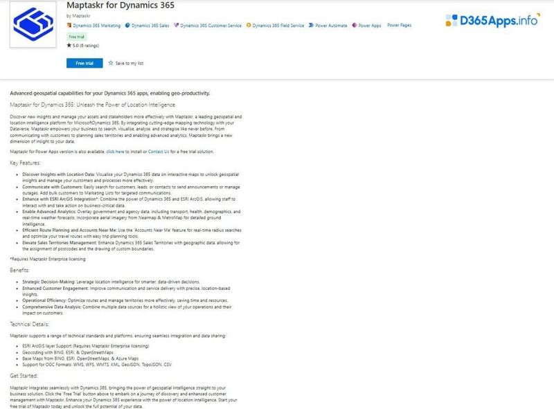 Top Geolocation Microsoft Dynamics Apps Maptaskr for Dynamics 365