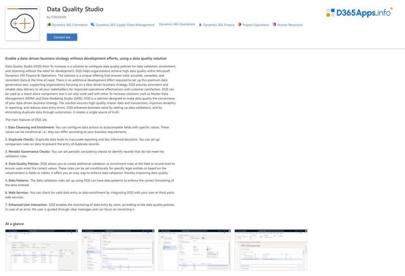Top Analytics MS Dynamics Apps Data Quality Studio