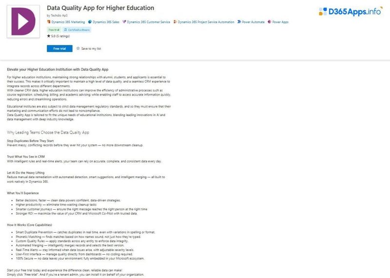 Top Dynamics Apps for Education Data Quality App for Higher Education