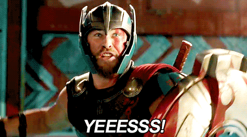 Thor screaming yes very excitedly