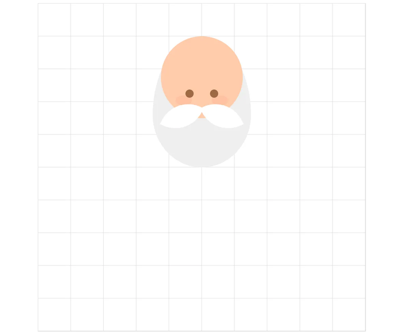 Grid with a cartoon of a bearded face