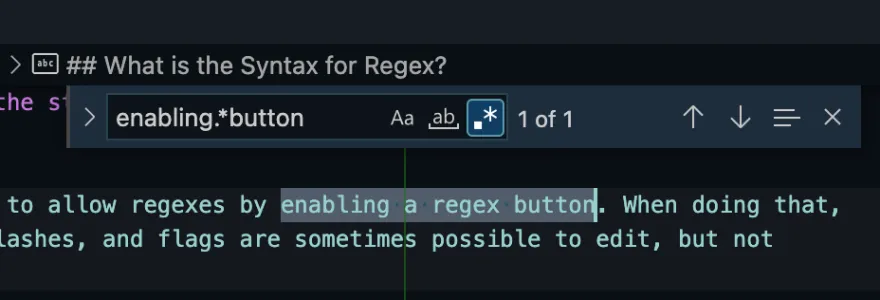 VS Code activate regex button