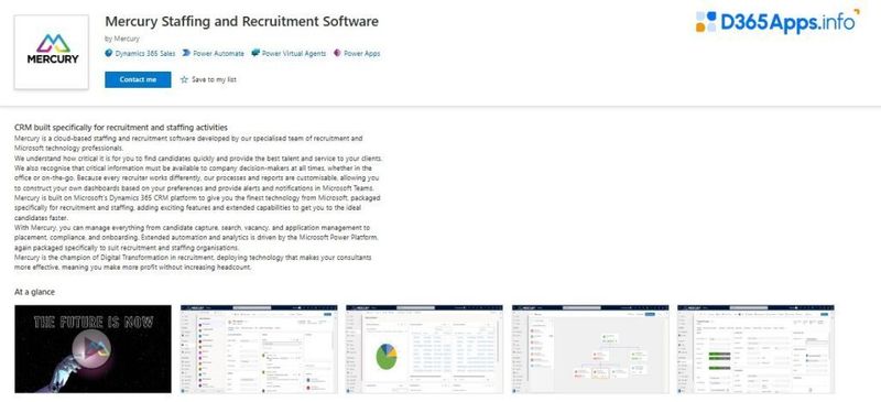 Human Resources MS Dynamics Apps Mercury Staffing and Recruitment Software