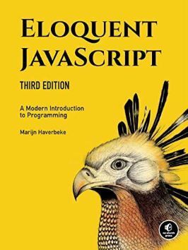 A photo of the book cover of Eloquent JavaScript