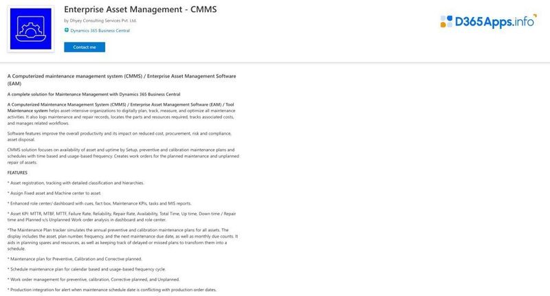 Dynamics Apps for Manufacturing Mobility Enterprise Asset Management - CMMS