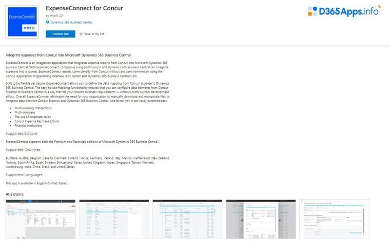 Human Resources MS Dynamics Apps ExpenseConnect for Concur