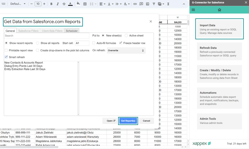 Pull Data from Salesforce Reports