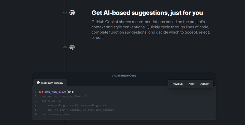 AI suggestion by Copilot