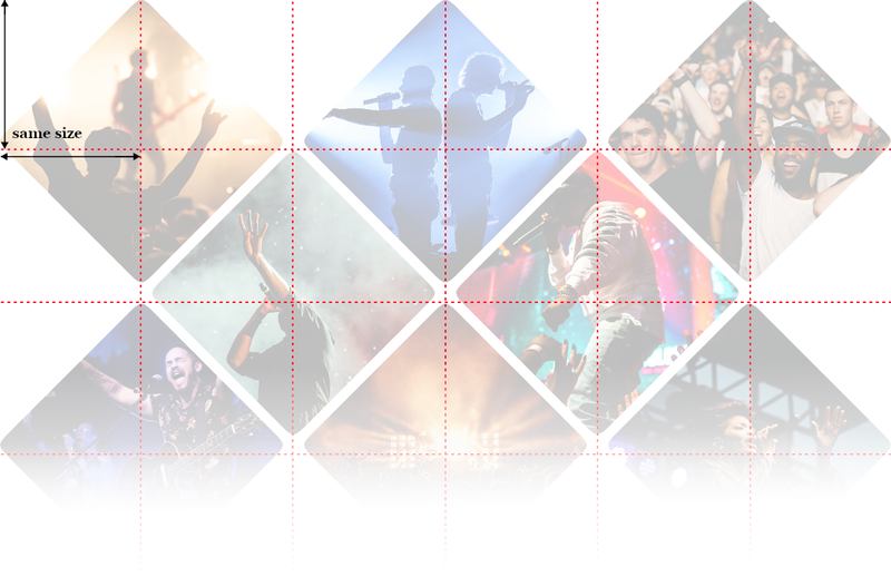 Screenshot of a photo gallery with grid lines on top