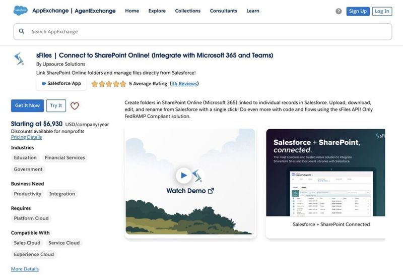 sFiles Salesforce SharePoint AppExchange