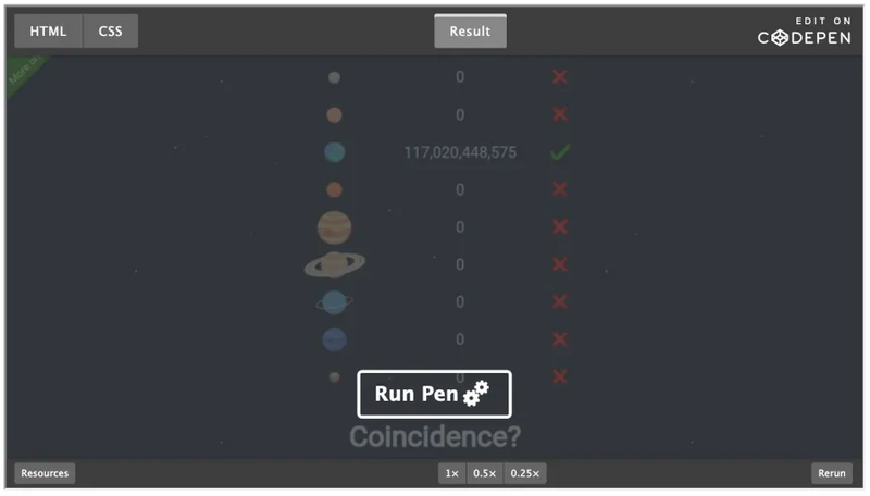 Screenshot of a CodePen Embed