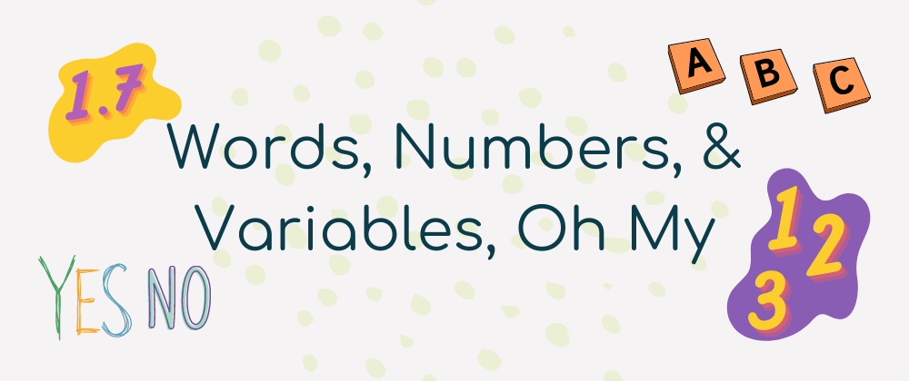 Cover image for Words, Numbers, & Variables, Oh My