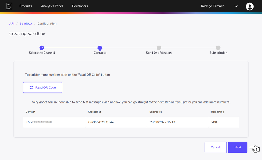 ZENVIA - Sandbox - Added contacts