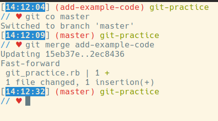 git co master, then git merge add-example-code