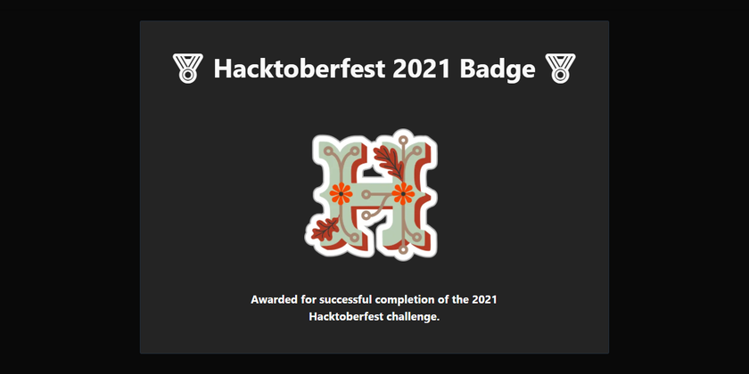 Cover image for HACKTOBERFEST 2021 dev.to badge
