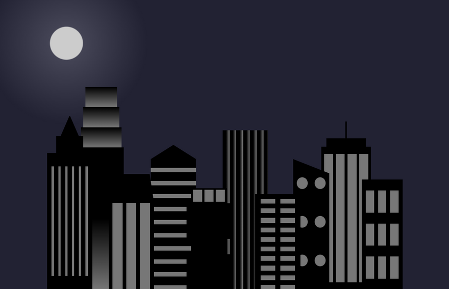 nighttime image of a city skyline