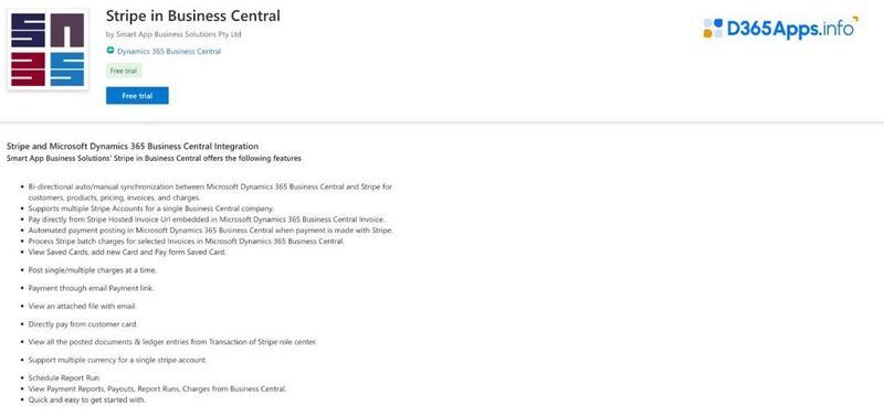 Top Operations and Supply Chain MS Dynamics Apps Stripe in Business Central