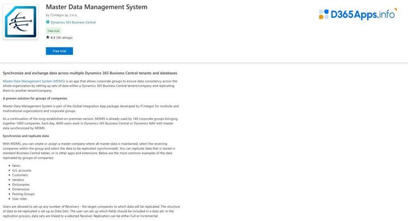Top Productivity Dynamics Apps Master Data Management System