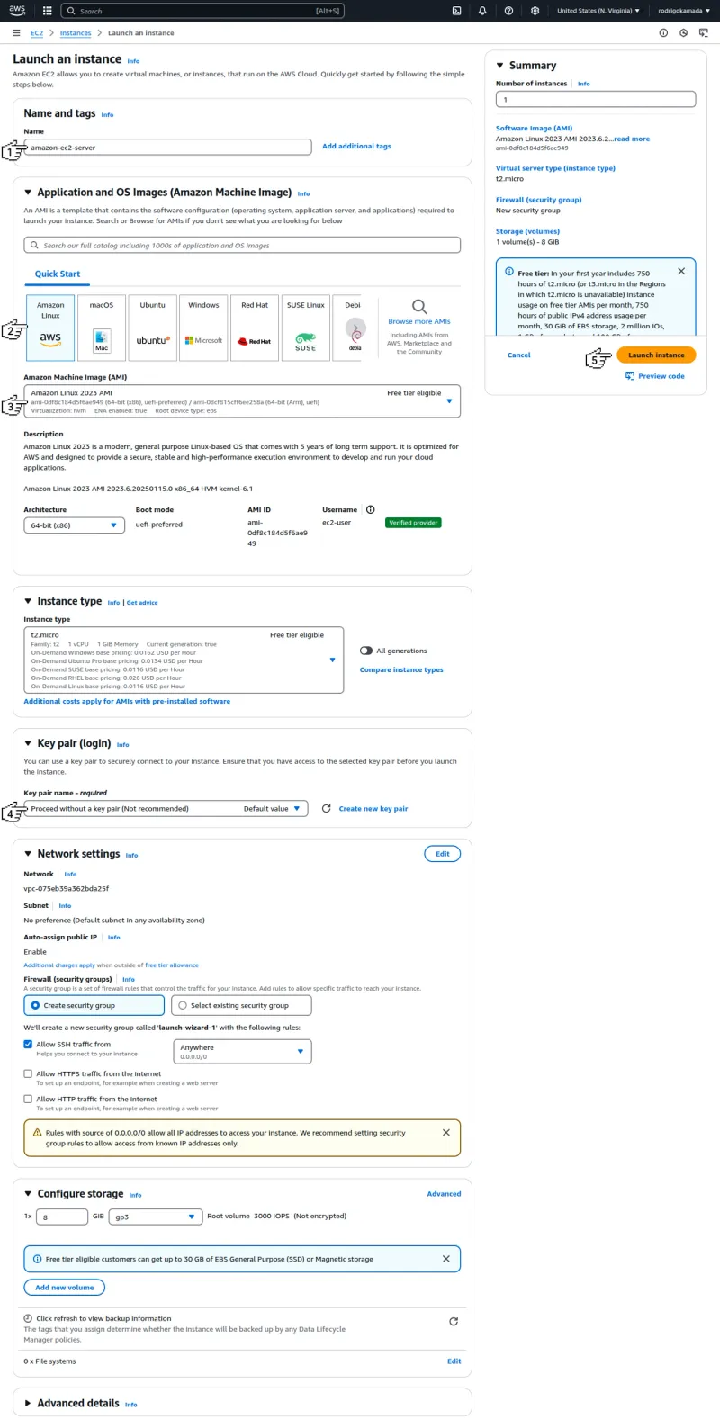 Amazon EC2 - Launch an instance