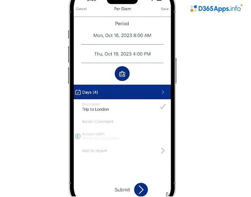 continia expense management dynamics app review Per diem and business trip allowance