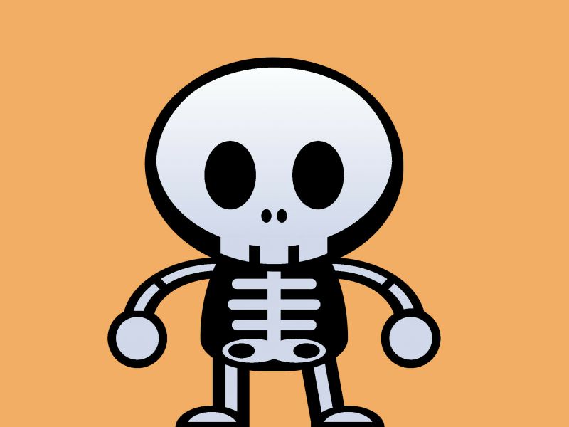 Cute-sy cartoon of a skeleton (or a person through X-Rays)