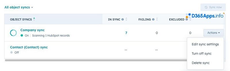 HubSpot Dynamics Integration Saving & Starting Sync