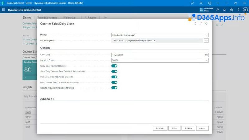 Counter Sales MS Dynamics Review Cash Register Closing