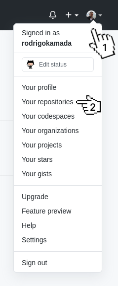 GitHub Menu - Your repositories