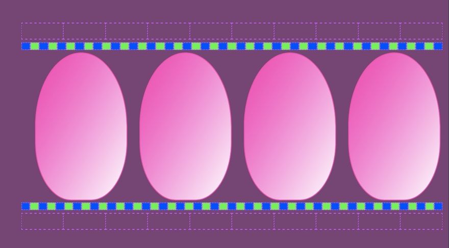 four pink and white eggs.