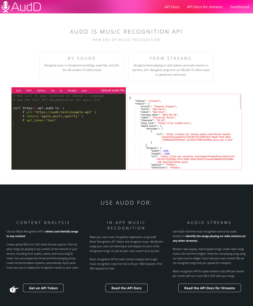 AudD - Home page
