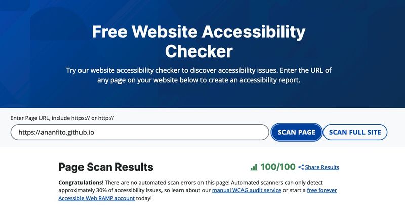Screen Shot of my accessibility score after I made changes