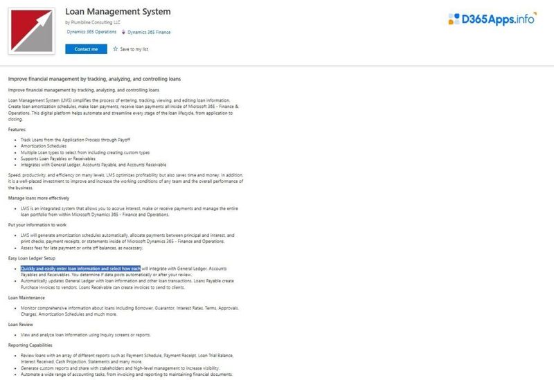 Top Finance MS Dynamics Apps Loan Management System