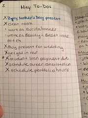 May To-Do List with list items in bullet points and x's down the page