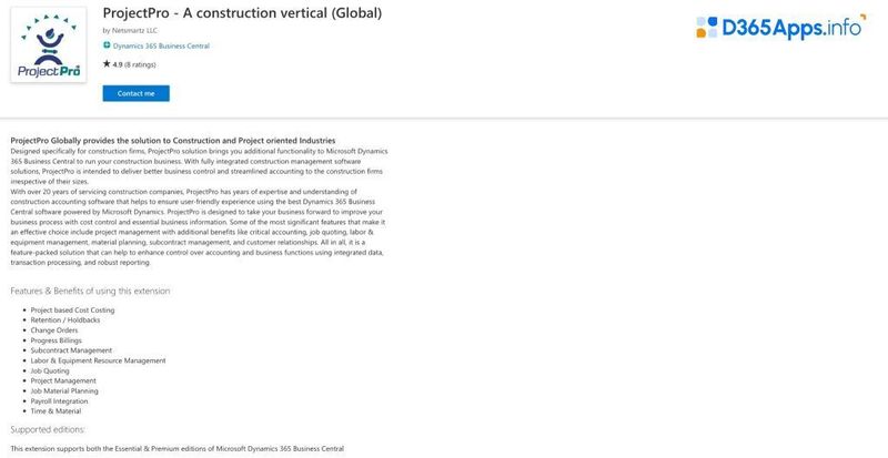 Top Microsoft Dynamics Apps for Professional services ProjectPro - A Construction Vertical (MENA)