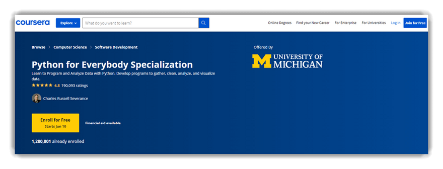 Python for Everybody Specialization
