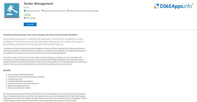 Top Sales Dynamics 365 Apps Tender Management