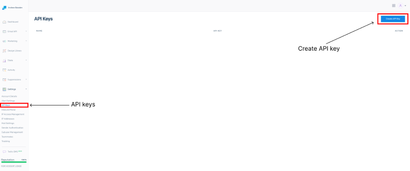 Settings - API Keys