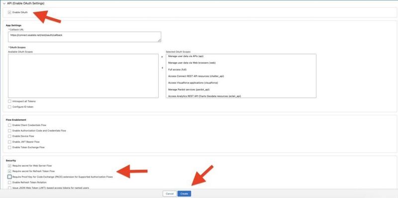API Enable OAuth Settings