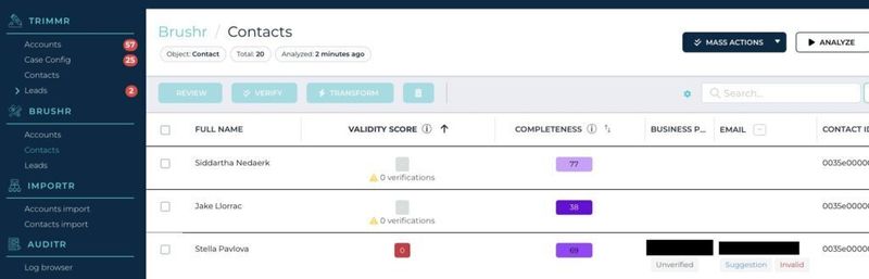 Data Quality in BRUSHR