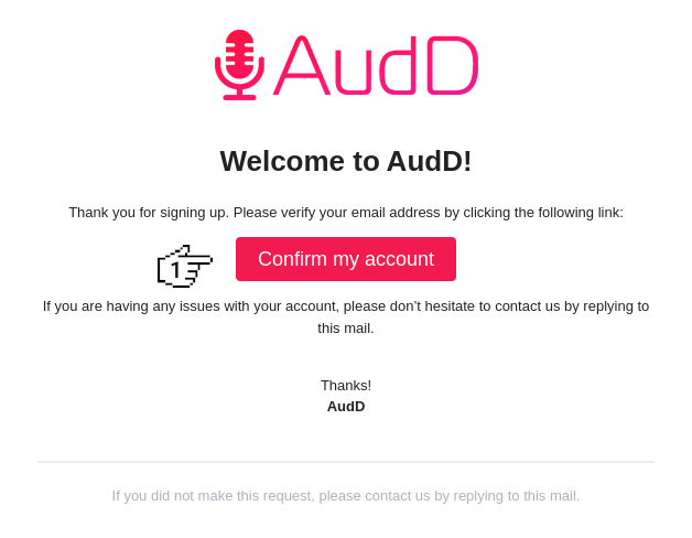 AudD - Check email