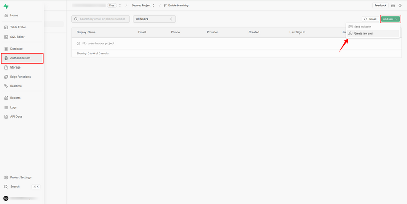 Create a user for authentication