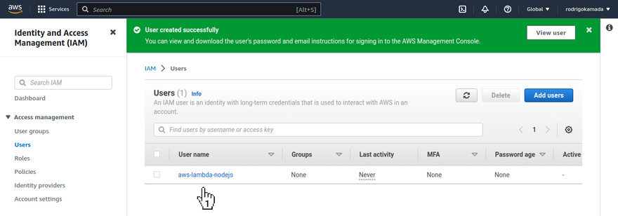 AWS Lambda - Users