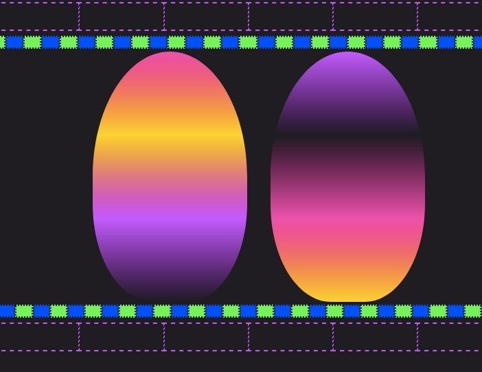2 Easter Eggs colored like sunsets